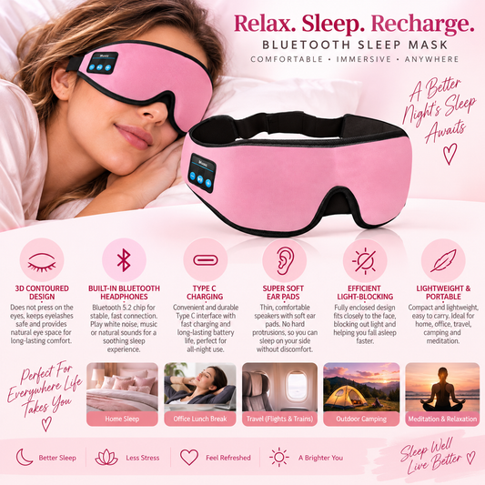 1 3D wireless sleep mask with 5.2BT headphones