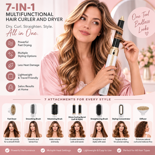 7-in-1 Multifunctional Hair Curler and Dryer