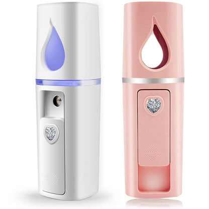 Portable nano facial steamer with mirror and 20ml visual water tank, 2 pack
