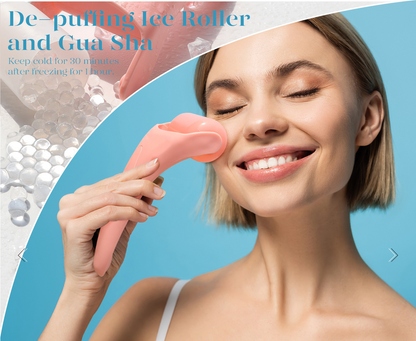 Face Ice Roller and Gua Sha Set with Gel Cooling Head