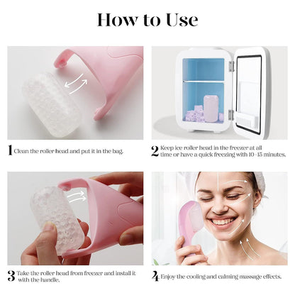 Face Ice Roller and Gua Sha Set with Gel Cooling Head
