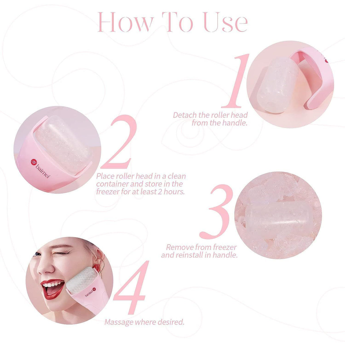 Face Ice Roller and Gua Sha Set with Gel Cooling Head