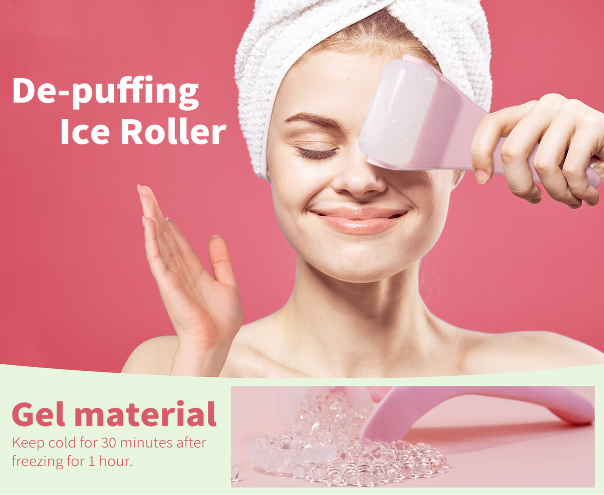 Face Ice Roller and Gua Sha Set with Gel Cooling Head